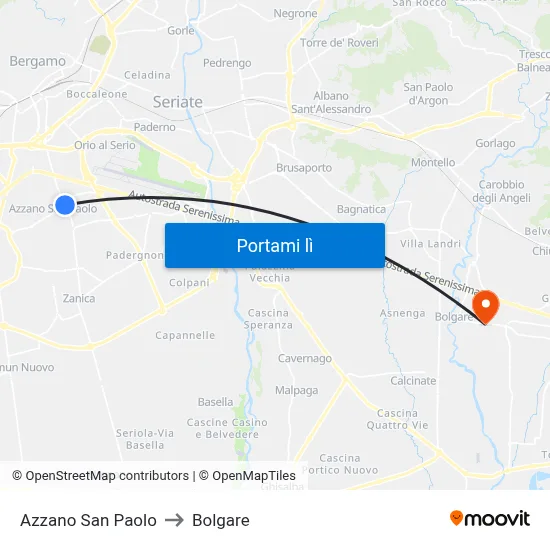 Azzano San Paolo to Bolgare map