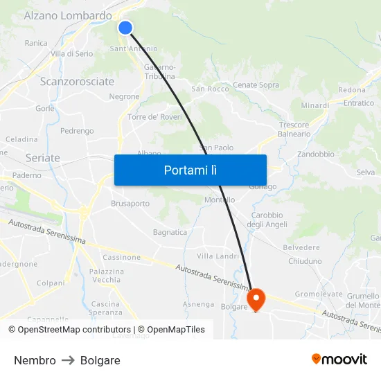 Nembro to Bolgare map