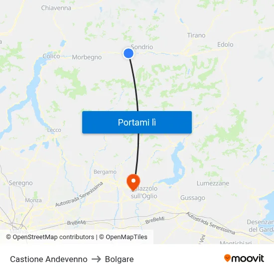 Castione Andevenno to Bolgare map