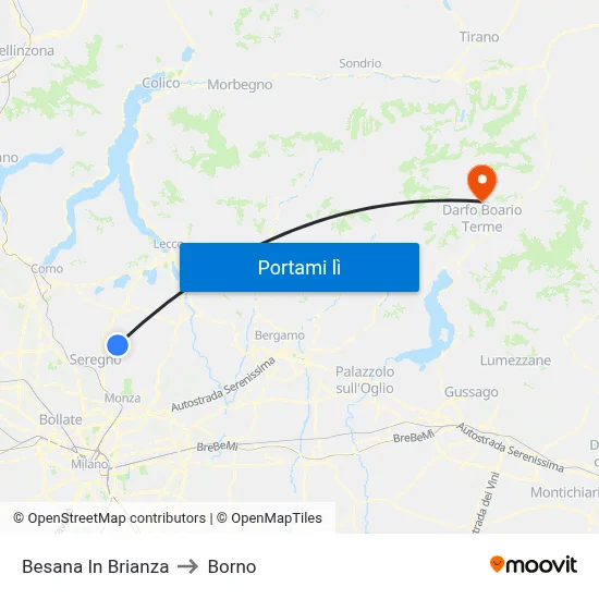 Besana In Brianza to Borno map