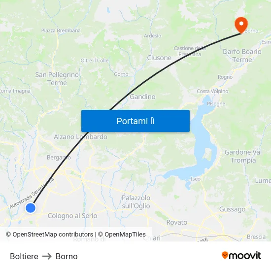Boltiere to Borno map