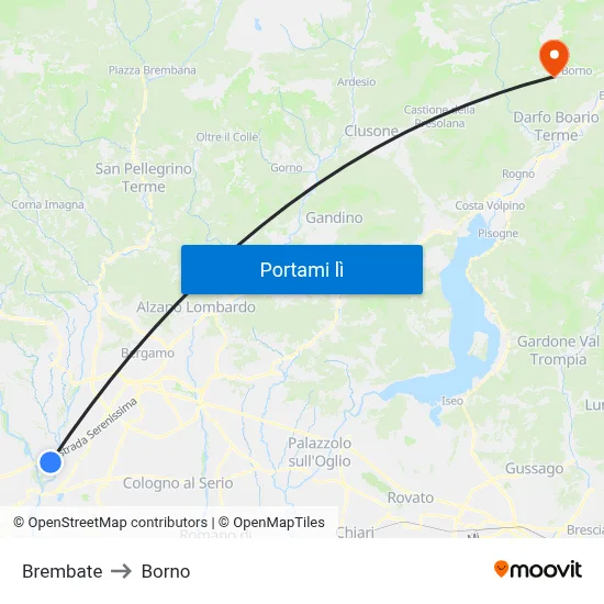 Brembate to Borno map