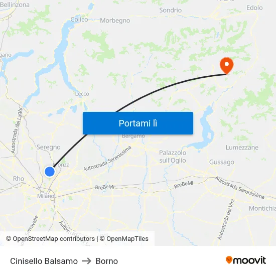 Cinisello Balsamo to Borno map