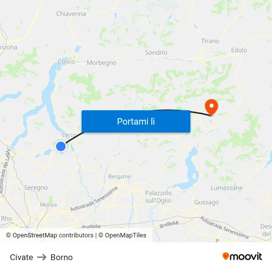 Civate to Borno map
