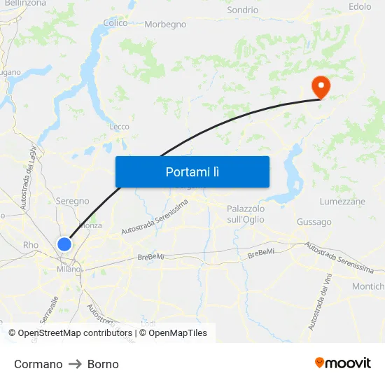 Cormano to Borno map