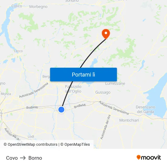 Covo to Borno map