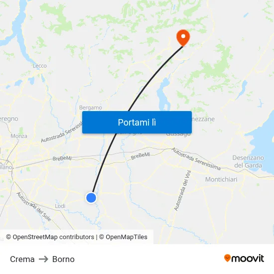 Crema to Borno map