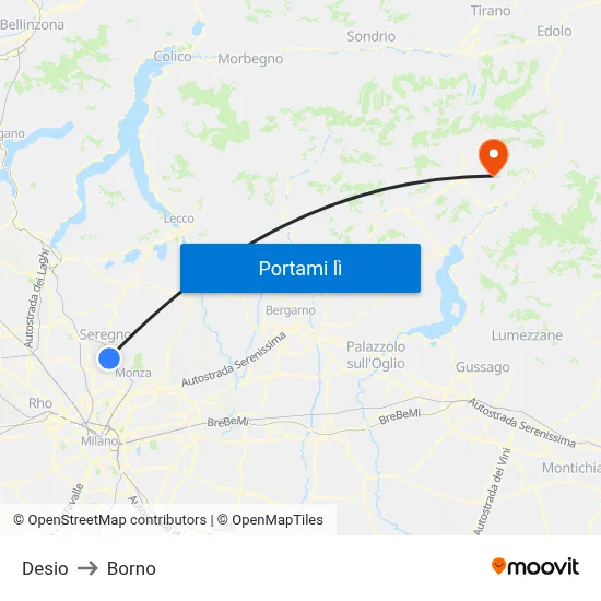 Desio to Borno map