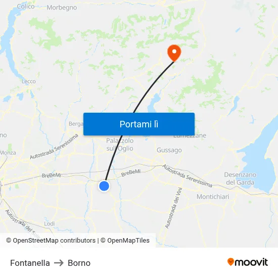 Fontanella to Borno map