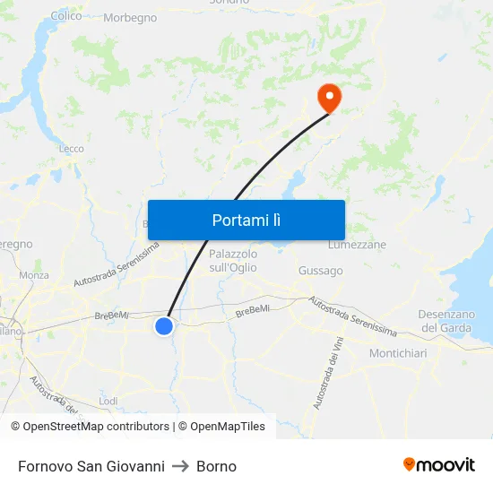 Fornovo San Giovanni to Borno map