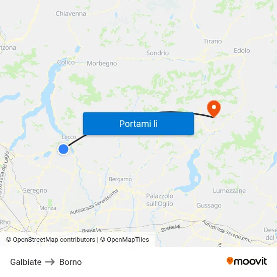 Galbiate to Borno map