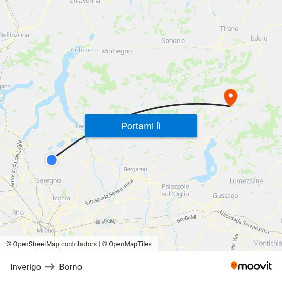 Inverigo to Borno map