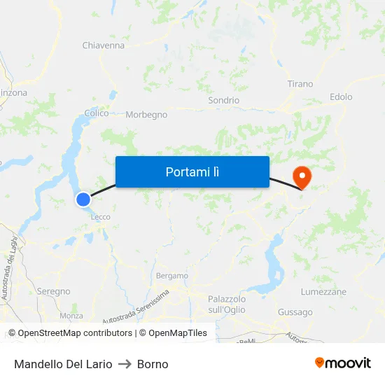 Mandello Del Lario to Borno map