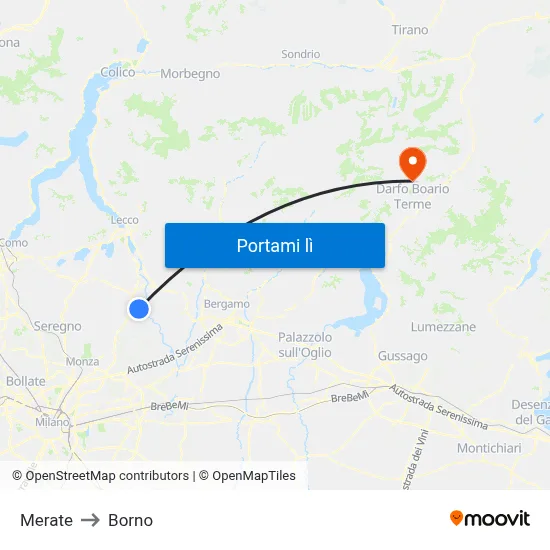 Merate to Borno map