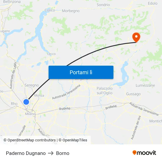 Paderno Dugnano to Borno map