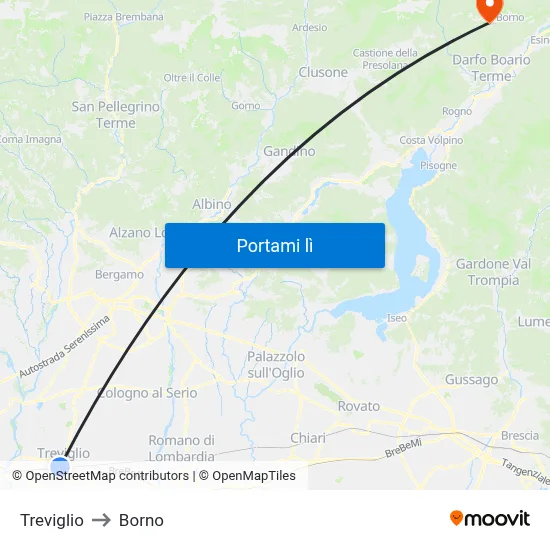 Treviglio to Borno map