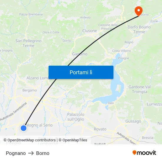 Pognano to Borno map