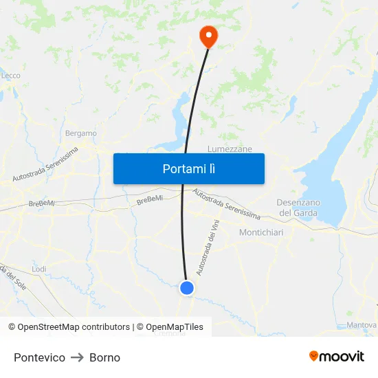 Pontevico to Borno map