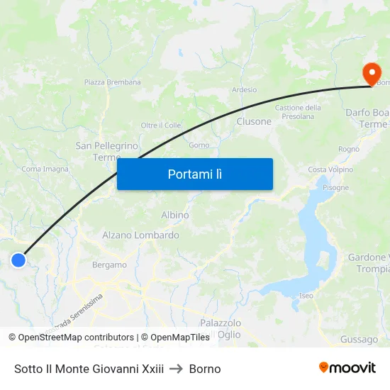 Sotto Il Monte Giovanni Xxiii to Borno map