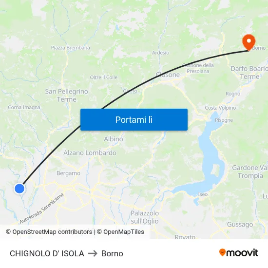 CHIGNOLO D' ISOLA to Borno map