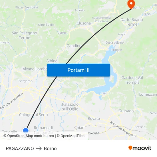 PAGAZZANO to Borno map
