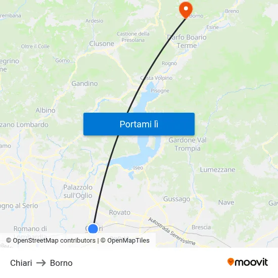 Chiari to Borno map