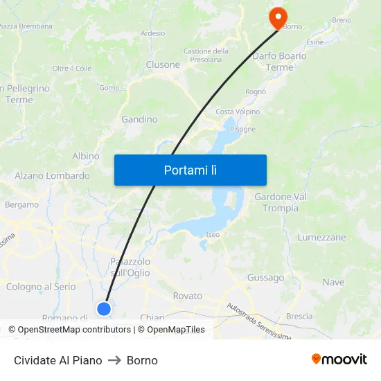Cividate Al Piano to Borno map