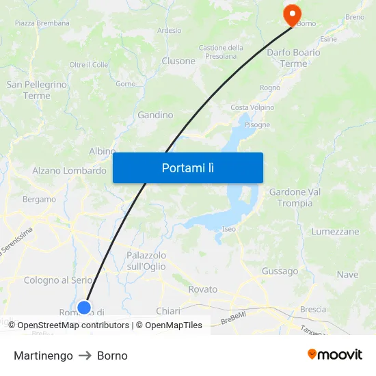 Martinengo to Borno map