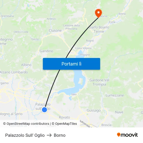 Palazzolo Sull' Oglio to Borno map