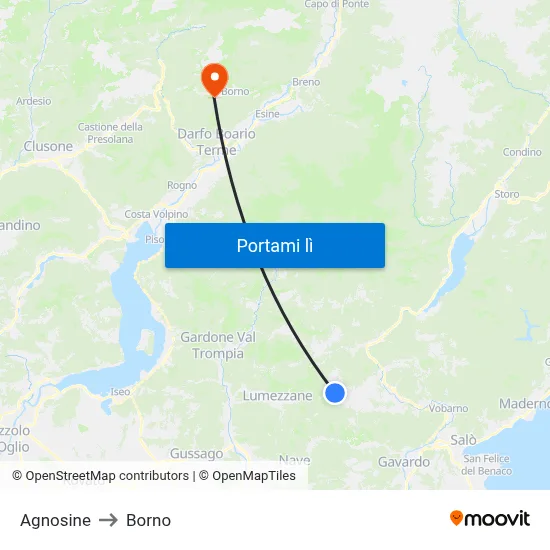Agnosine to Borno map
