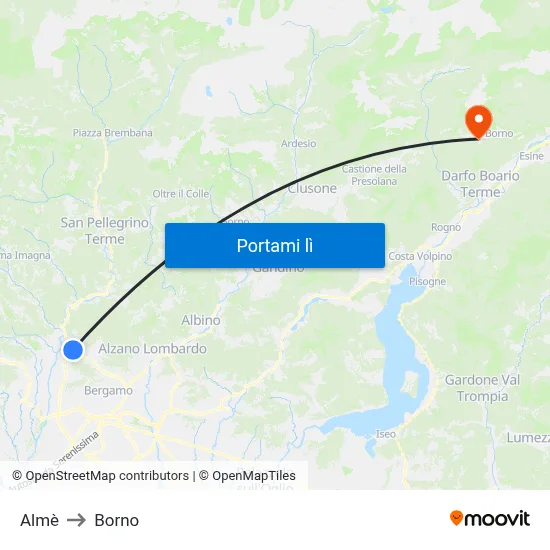 Almè to Borno map