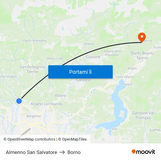Almenno San Salvatore to Borno map
