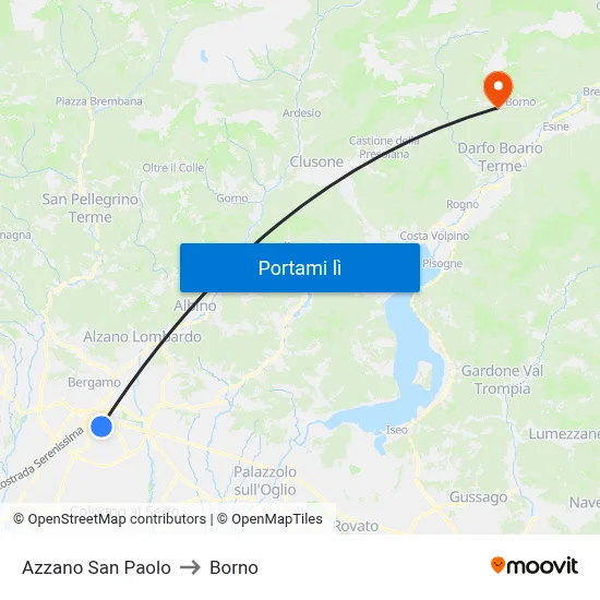 Azzano San Paolo to Borno map