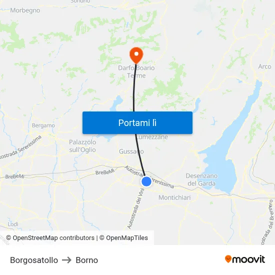 Borgosatollo to Borno map