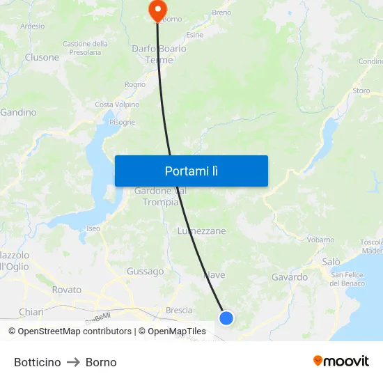 Botticino to Borno map