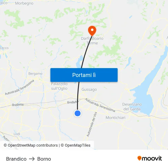 Brandico to Borno map