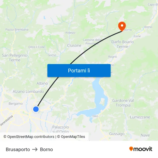 Brusaporto to Borno map