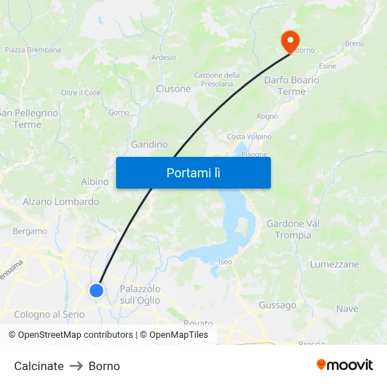 Calcinate to Borno map