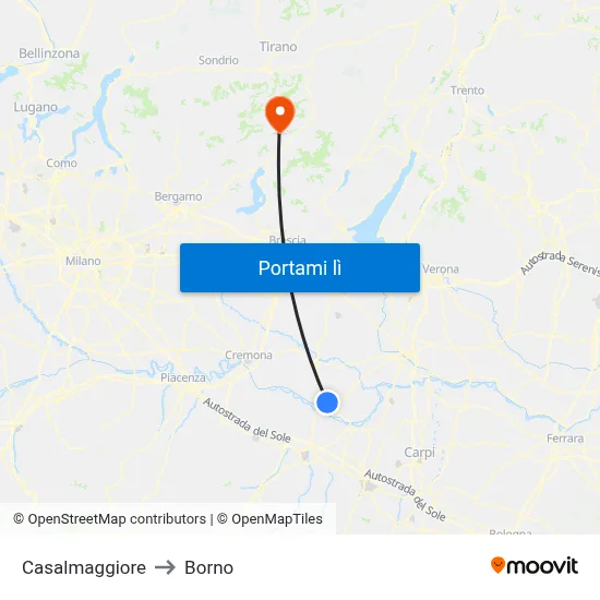 Casalmaggiore to Borno map