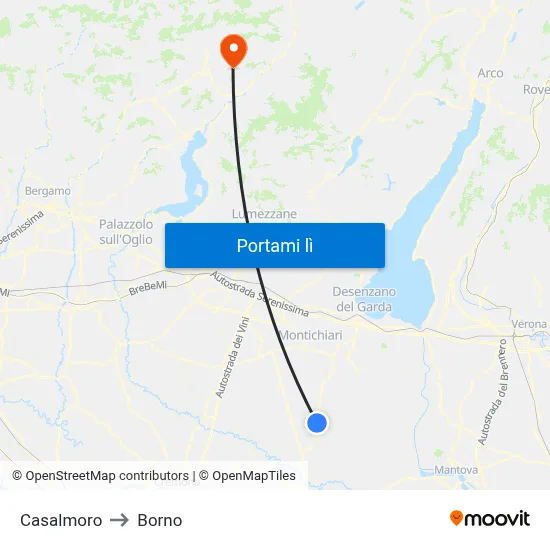 Casalmoro to Borno map