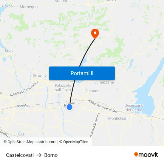Castelcovati to Borno map