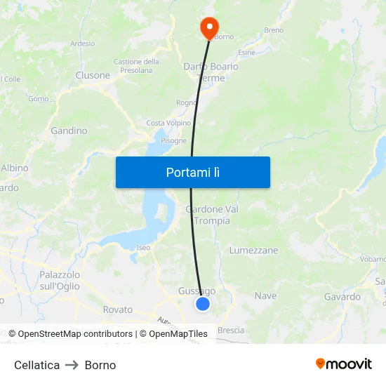 Cellatica to Borno map
