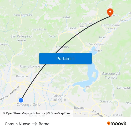Comun Nuovo to Borno map