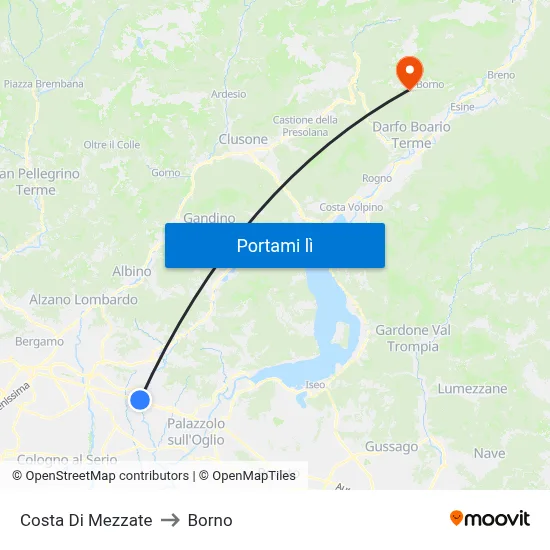 Costa Di Mezzate to Borno map