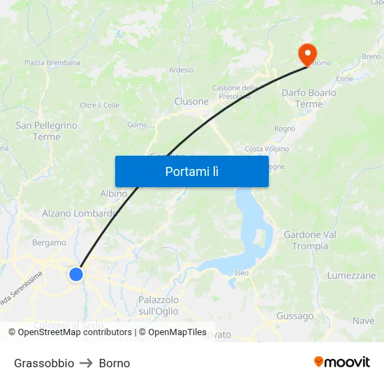 Grassobbio to Borno map
