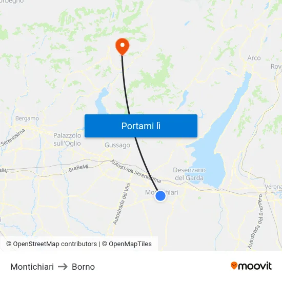 Montichiari to Borno map