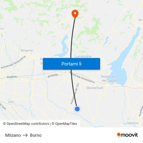 Milzano to Borno map