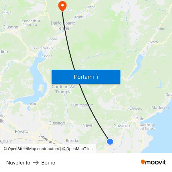 Nuvolento to Borno map