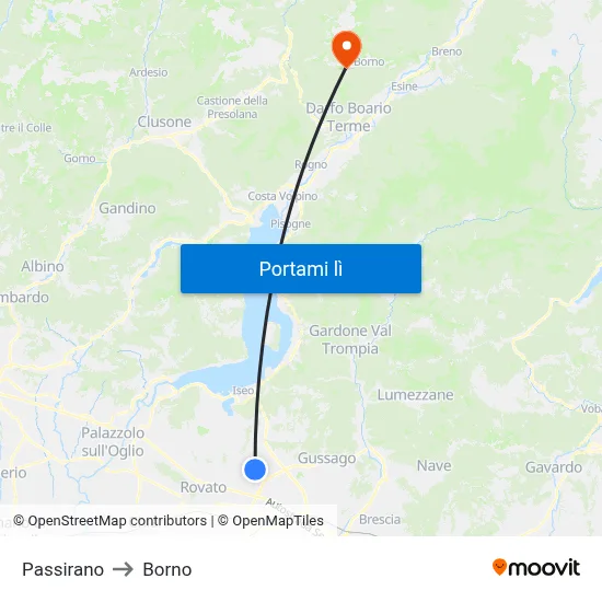 Passirano to Borno map