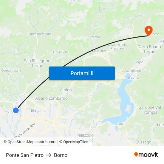 Ponte San Pietro to Borno map